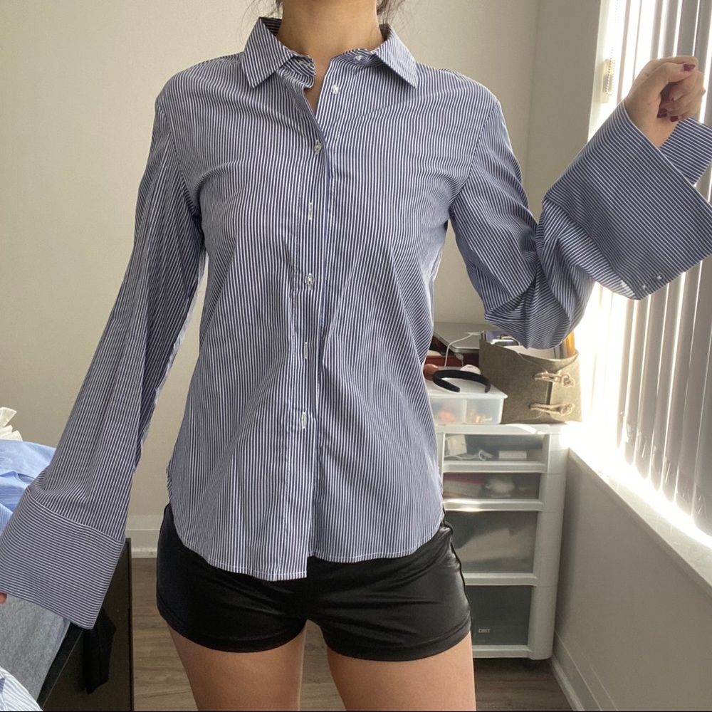 Poplin shirt with large sleeves